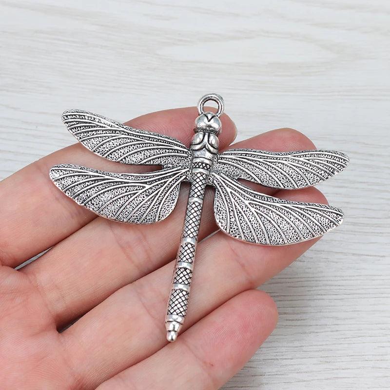 6pcs Dragonfly Charms Tibetan Silver Pendant DIY Necklace Jewelry Making
