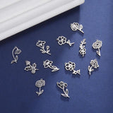 12pcs Birth Flower Charm Stainless Steel Charms Jewelry Making