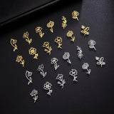 12pcs Birth Flower Charm Stainless Steel Charms Jewelry Making