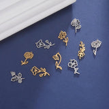 12pcs Birth Flower Charm Stainless Steel Charms Jewelry Making