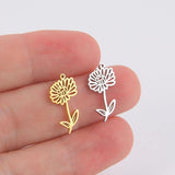 12pcs Birth Flower Charm Stainless Steel Charms Jewelry Making
