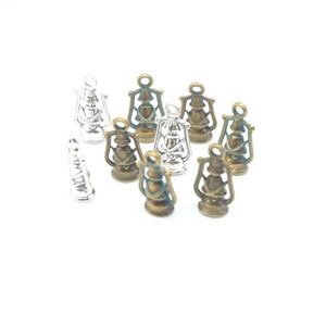 25 Alloy 3D Kerosene Lamp Charms for DIY Jewelry Making
