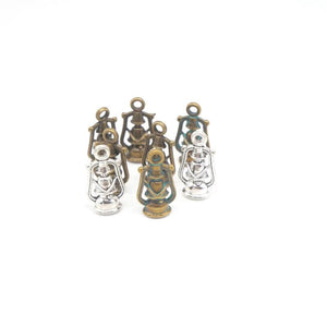 25 Alloy 3D Kerosene Lamp Charms for DIY Jewelry Making