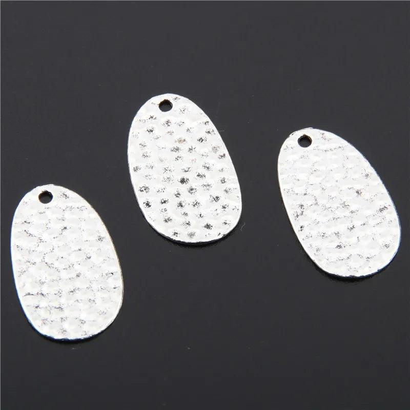 40pcs Silver Oval-shaped Charms Pendant for DIY Jewelry Finding