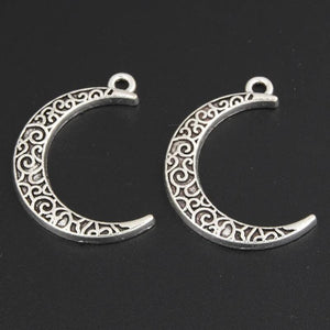 15pcs Silver Moon Charms 32x22mm Alloy Jewelry Making Pendant DIY Accessorie