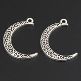 15pcs Silver Moon Charms 32x22mm Alloy Jewelry Making Pendant DIY Accessorie