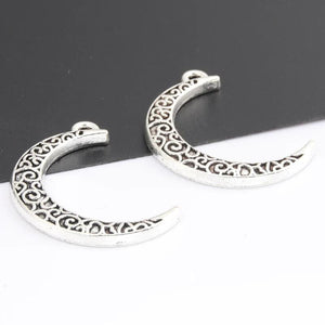 15pcs Silver Moon Charms 32x22mm Alloy Jewelry Making Pendant DIY Accessorie