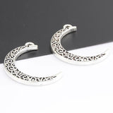 15pcs Silver Moon Charms 32x22mm Alloy Jewelry Making Pendant DIY Accessorie