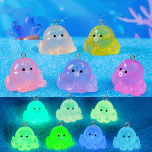 10pcs Luminous Octopus Resin Charms for Jewelry Making Earring Necklace Keychain