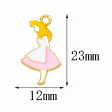 20Pcs Alloy Drip Enamel Princess Pendant Charms for Jewelry Making