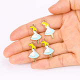 20Pcs Alloy Drip Enamel Princess Pendant Charms for Jewelry Making