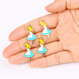 20Pcs Alloy Drip Enamel Princess Pendant Charms for Jewelry Making