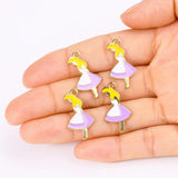 20Pcs Alloy Drip Enamel Princess Pendant Charms for Jewelry Making