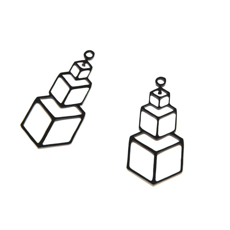 Origami Cube Stainless Steel Charm for Jewelry Making