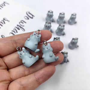 10pcs Gray Cat Charms Resin Animals Pendant DIY Earrings Keychain C1511