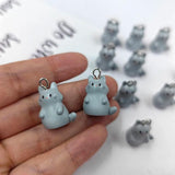 10pcs Gray Cat Charms Resin Animals Pendant DIY Earrings Keychain C1511
