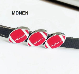 20PCS Red Football Slide Charms for 8mm Belts Wristband Keychain
