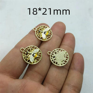 10pcs Cartoon Bee Enamel Charms for DIY Earrings Bracelets Necklaces