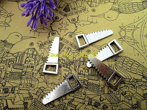 30pcs Antique Tibetan Silver Saw Charms 2 Sided 23x9mm