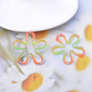 4pcs Colorful Flower Charms Resin Stamp Earring Pendant DIY Jewelry