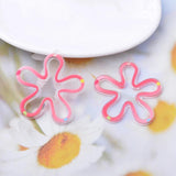 4pcs Colorful Flower Charms Resin Stamp Earring Pendant DIY Jewelry