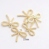 Zinc Alloy Inlaid Pearl Bow Charms 6pcs/lot for DIY Kids Jewelry Making