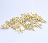Zinc Alloy Inlaid Pearl Bow Charms 6pcs/lot for DIY Kids Jewelry Making