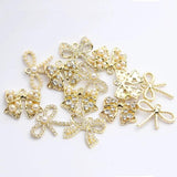 Zinc Alloy Inlaid Pearl Bow Charms 6pcs/lot for DIY Kids Jewelry Making