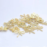 Zinc Alloy Inlaid Pearl Bow Charms 6pcs/lot for DIY Kids Jewelry Making