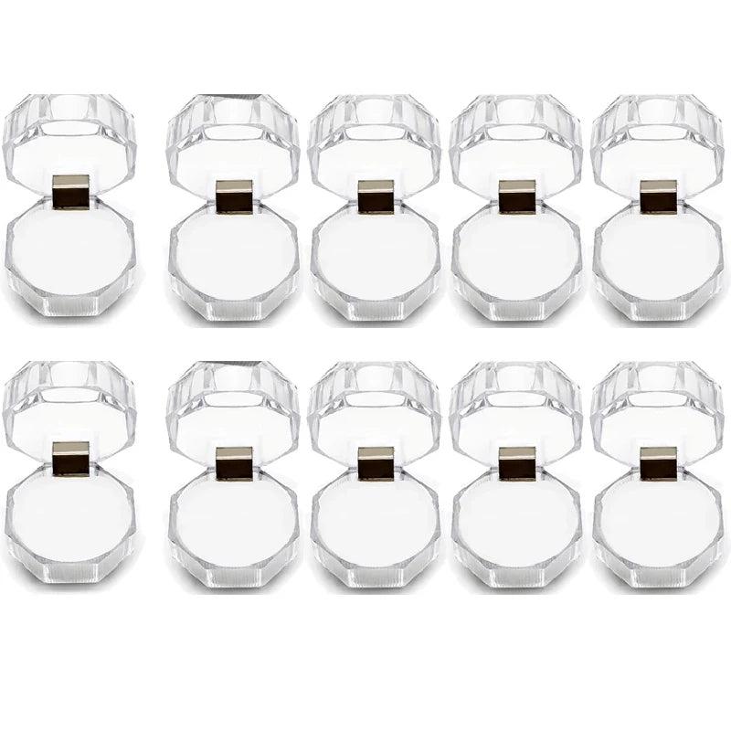 10pcs Acrylic Crystal Ring Storage Box Organizer Case Clear