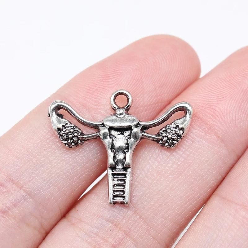 Antique Silver Alloy Uterus Charms 18*23mm AAC763
