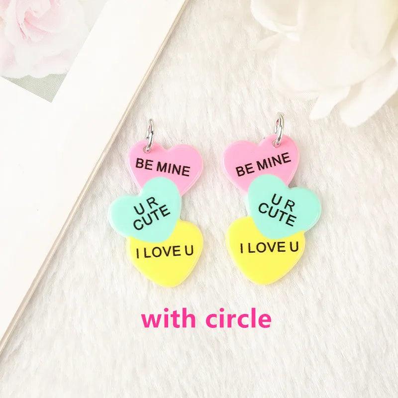 8Pcs Acrylic Heart Charms for DIY Jewelry Making