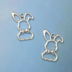 15pcs Antique Silver Plated Easter Rabbit Charms Bunny Pendants