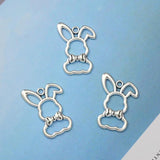 15pcs Antique Silver Plated Easter Rabbit Charms Bunny Pendants