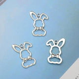 15pcs Antique Silver Plated Easter Rabbit Charms Bunny Pendants