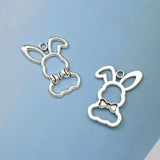 15pcs Antique Silver Plated Easter Rabbit Charms Bunny Pendants