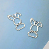 15pcs Antique Silver Plated Easter Rabbit Charms Bunny Pendants