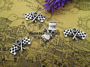 20pcs Tibetan Silver Checkered Flags Charms 12x22mm