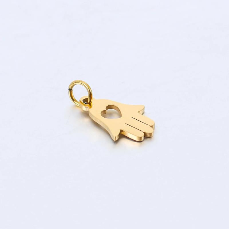 5Pcs/Lot Love Heart Shape Palm Charms Stainless Steel Hamsa Hand Pendants