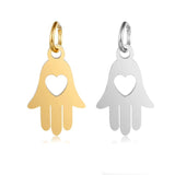 5Pcs/Lot Love Heart Shape Palm Charms Stainless Steel Hamsa Hand Pendants