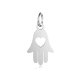 5Pcs/Lot Love Heart Shape Palm Charms Stainless Steel Hamsa Hand Pendants