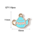 10pcs Enamel Teapot Tea Cup Charms DIY Jewelry Making 11*15mm