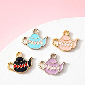 10pcs Enamel Teapot Tea Cup Charms DIY Jewelry Making 11*15mm