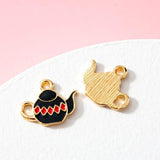 10pcs Enamel Teapot Tea Cup Charms DIY Jewelry Making 11*15mm