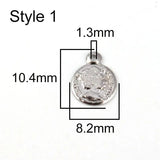 5pcs 316L SS Coin Charms Queen Angel Pendants for Jewelry Making