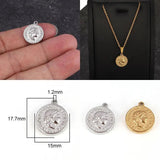 5pcs 316L SS Coin Charms Queen Angel Pendants for Jewelry Making