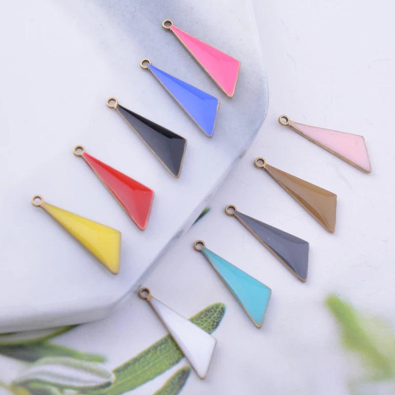 30pcs 5*16mm Copper Enamel Triangle Charms For Earring Necklace
