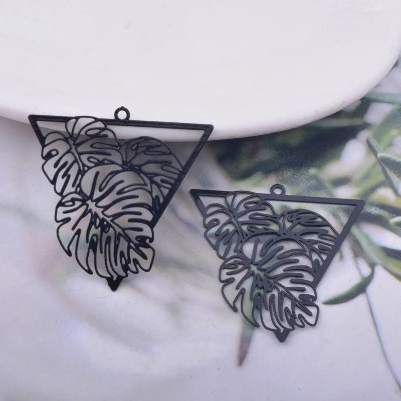 30pcs AB6556 32mm Painted Triangle Tropical Leaves Earring Charms