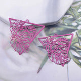 30pcs AB6556 32mm Painted Triangle Tropical Leaves Earring Charms