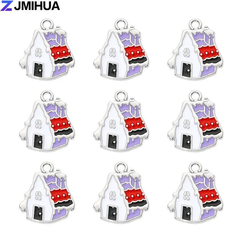 Enamel Charms House Pendants DIY Earrings Bracelets Crafts